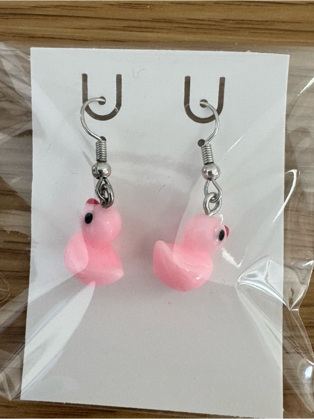 Pink Rubber Duck Dangle Earrings